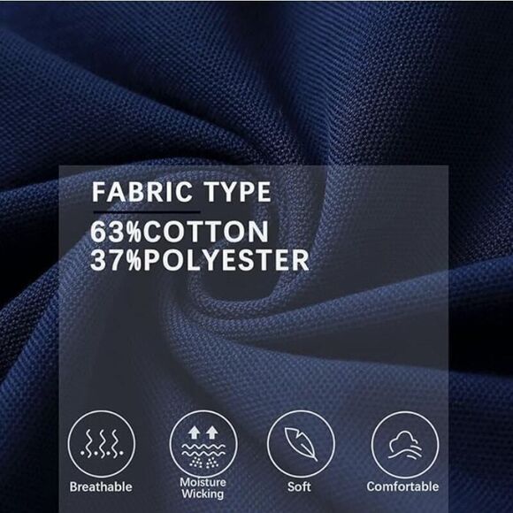 Men's Long-Sleeve Polo Shirt 3XL Hawaiian Print Collar, Cotton Blend, Casual Fit - Picture 5 of 5